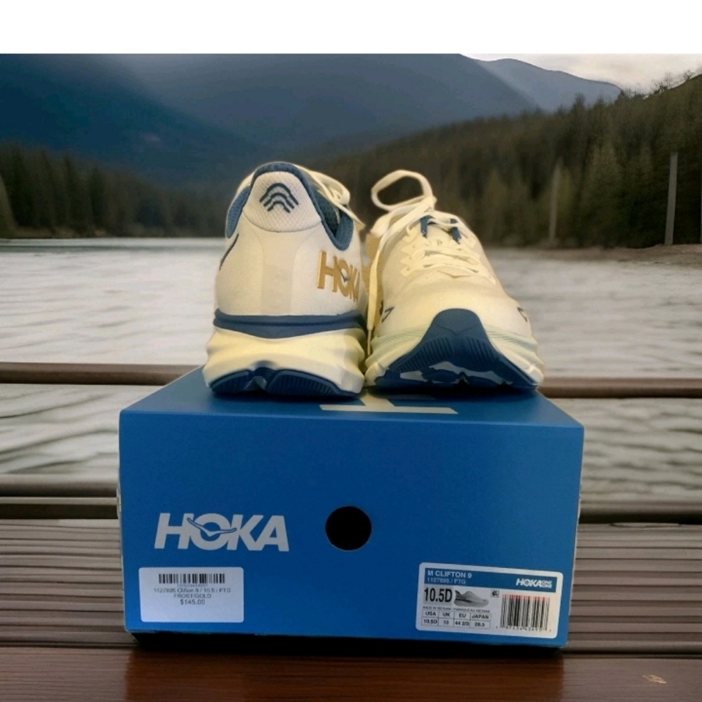 Men’s Hoka White and Blue Athletic Sneakers - Picture 4 of 4